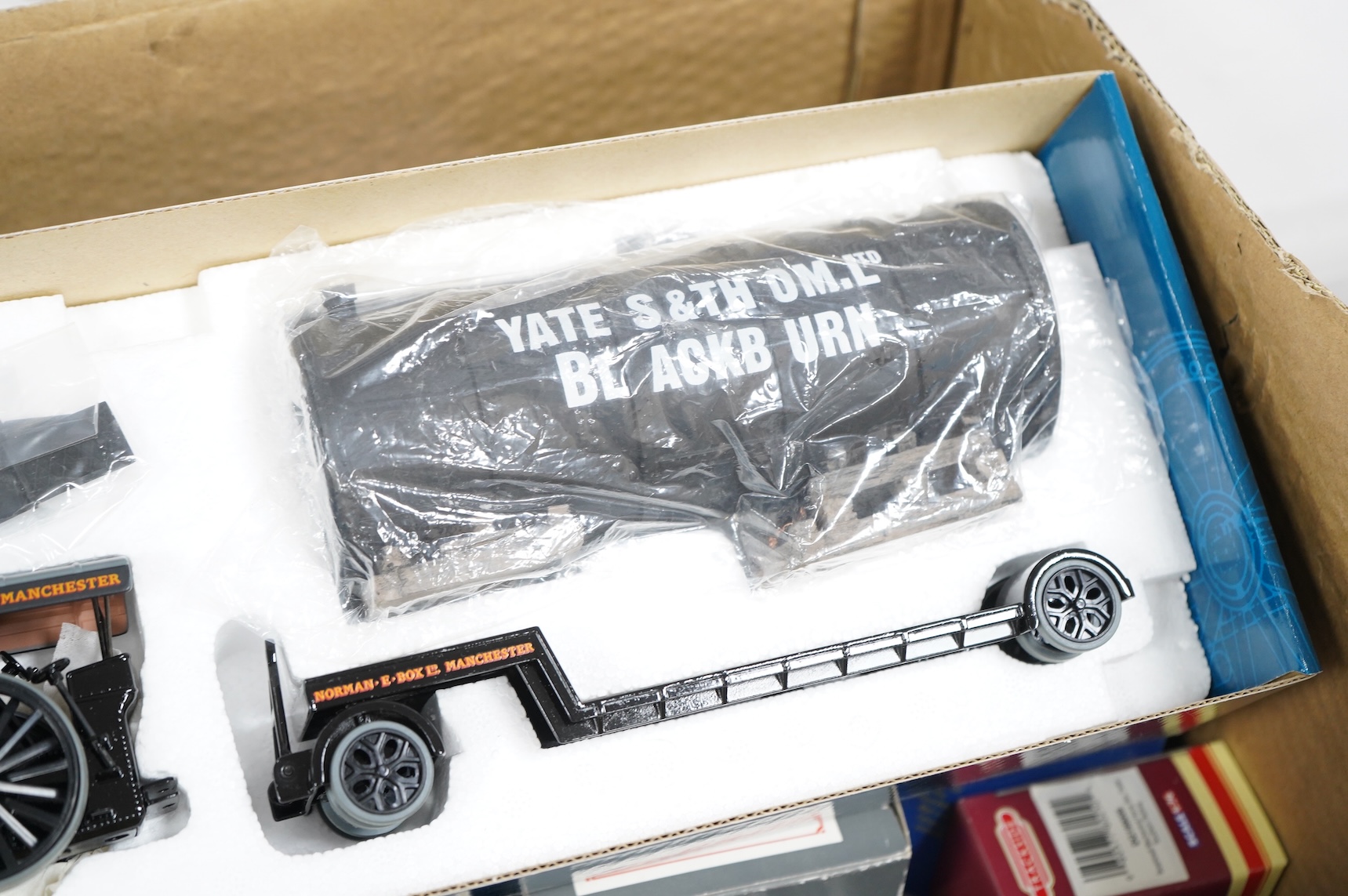 Sixty boxed diecast vehicles by EFE, Corgi Classics, Oxford Diecast, Vanguards, Corgi Aviation Archive, Matchbox Models of Yesteryear, etc. vehicles include; EFE commercial vehicles and cars, 1:76 scale trackside vehicle